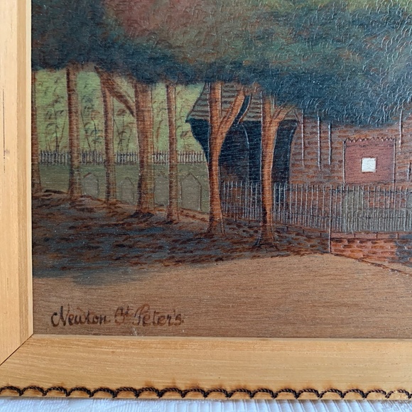 Pokerwork - Woodburning Art Signed - Picture 2 of 4